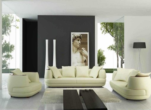 Ensemble canapé 3+2+1 places en cuir beige RYGA