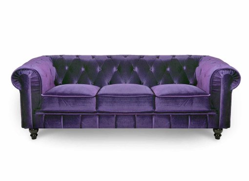 Canapé 3 places velours violet CHESTERFIELD