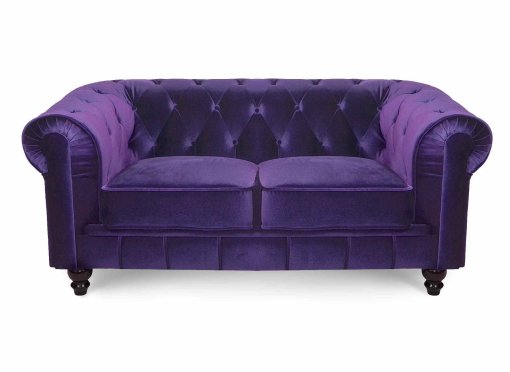 Canapé 2 places velours violet CHESTERFIELD
