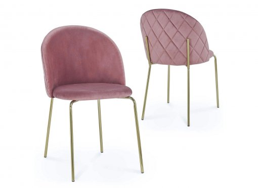 Lot de 2 chaises design en velours rose KENNETH