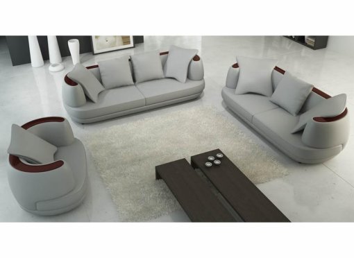 Ensemble canapé 3+2+1 places en cuir gris clair RYGA