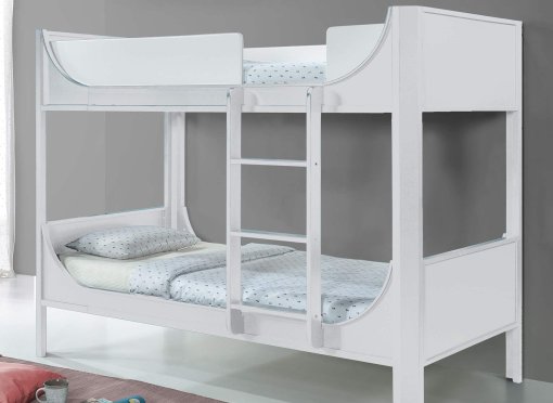 Lit superposé enfant en bois blanc THIMEO 90 x 190 cm