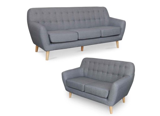 Ensemble canapé scandinave 3+2 places tissu gris VIKY