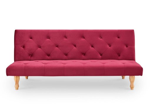 Banquette clic-clac convertible en velours rouge 3 places JASON