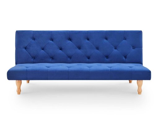 Banquette clic-clac convertible en velours bleu 3 places JASON
