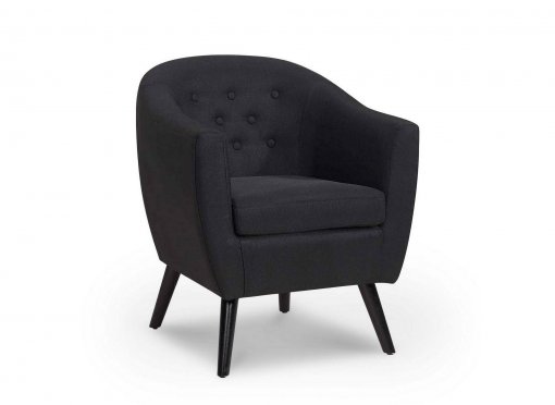Fauteuil scandinave en tissu noir LENA