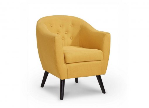 Fauteuil scandinave en tissu jaune LENA