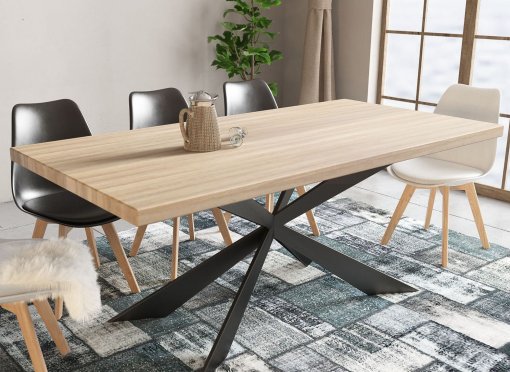 Table à manger design en bois et métal 6 personnes LOVA