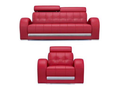 Ensemble salon cuir rouge 3+1 places VERDI
