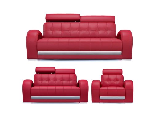 Ensemble salon cuir rouge 3+2+1 places VERDI