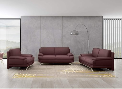 Ensemble salon en cuir marron 3+2+1 places ROMEO