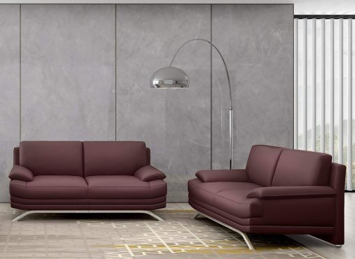 Ensemble salon en cuir marron 3+2 places ROMEO