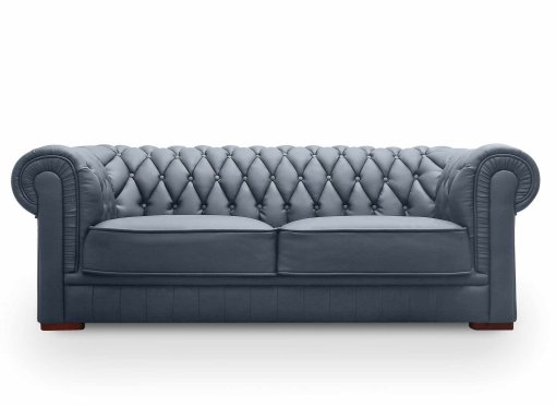 Canapé capitonné 3 places en cuir gris CHESTERFIELD