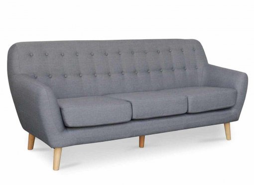 Canapé scandinave 3 places tissu gris VIKY