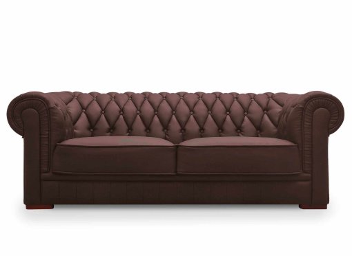 Canapé capitonné 3 places en cuir marron CHESTERFIELD