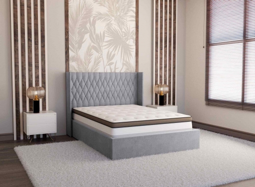 Lit coffre en velours gris 160x200 cm GLORE