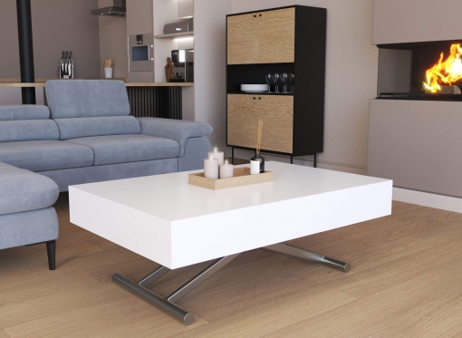 Table basse relevable extensible laquée blanc SMART XXL