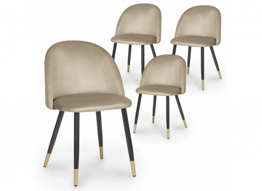 Lot de 4 chaises design en velours beige LYDIA