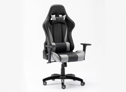 Fauteuil de gamer en simili cuir noir et gris ELMAR