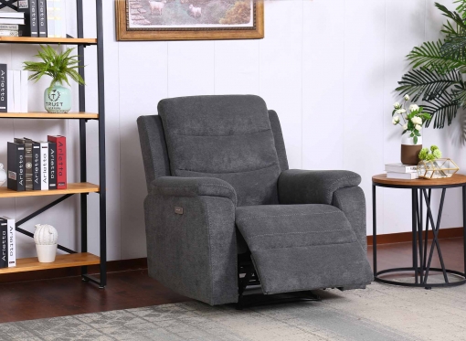 Fauteuil relax électrique en tissu gris foncé  RICHARD