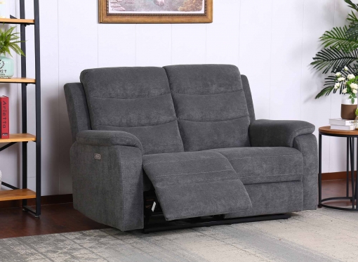 Canapé relax électrique 2 places en tissu gris foncé  RICHARD