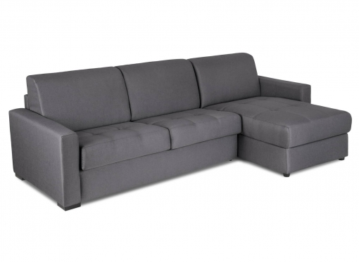 Canapé d'angle réversible convertible LOUNA en tissu gris foncé avec coffre de rangement