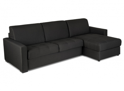 Canapé d'angle réversible convertible LOUNA en tissu gris carbon avec coffre de rangement