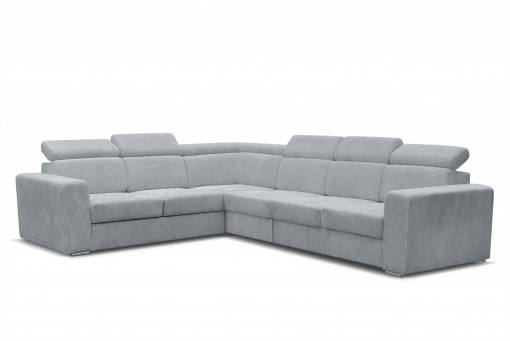 Canapé d'angle convertible et réversible en velours côtelé gris clair MERYL XL