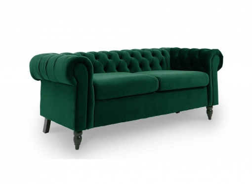 Canapé Chesterfield 2 places en velours vert WINSTON