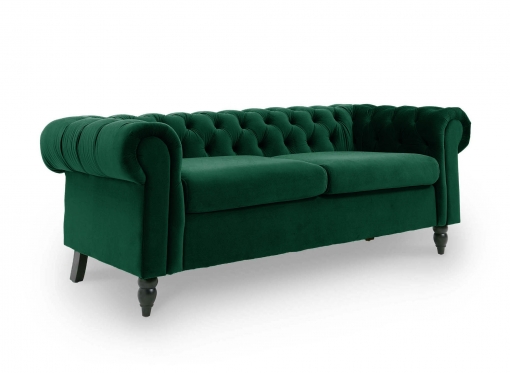 Canapé Chesterfield 3 places en velours vert WINSTON