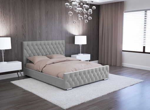 Lit coffre en velours gris 160x200 cm KAPITON