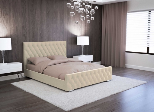 Lit coffre en velours beige 140x190 cm KAPITON