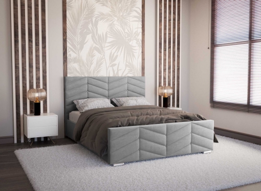 Lit avec sommier relevable et coffre en velours gris 140x190 cm PALMA