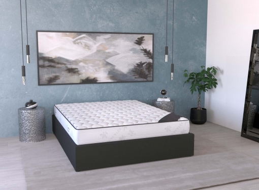 Lit sommier relevable avec coffre en simili cuir noir 140x190 cm LIZBAN