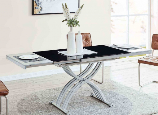 Table basse relevable 2 allonges noir et gris STUDIO