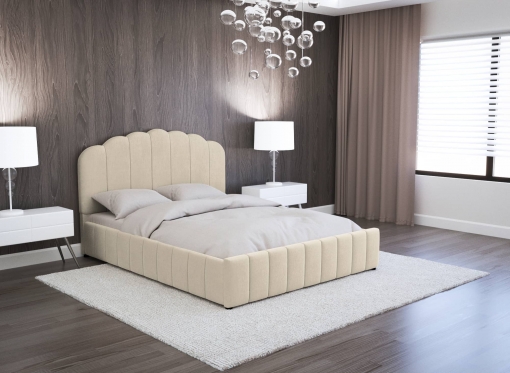 Lit coffre en velours beige 140x190 cm ELVIRA