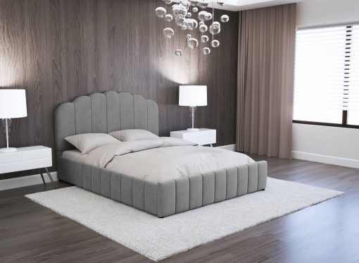Lit coffre en velours gris 160x200 cm ELVIRA