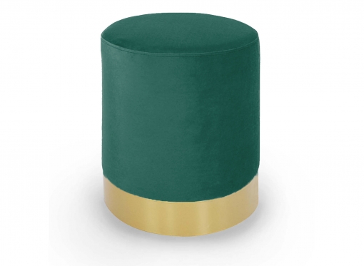 Pouf rond en métal doré et velours vert FLOYD