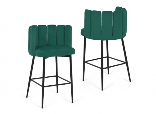 Lot de 2 tabourets de bar design en velours vert DEBBY