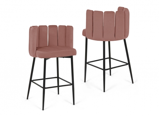 Lot de 2 tabourets de bar design en velours rose DEBBY