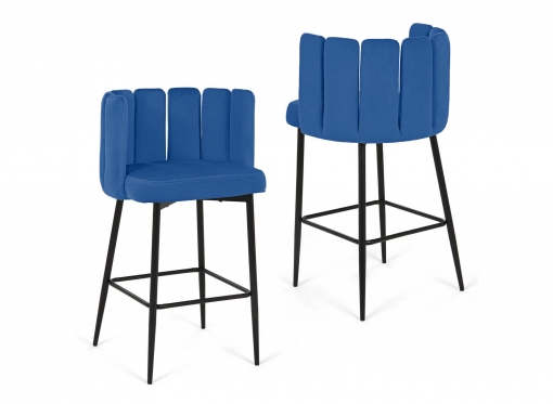 Lot de 2 tabourets de bar design en velours bleu DEBBY