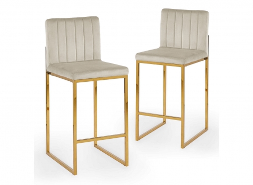 Lot de 2 tabourets de bar design en velours beige FRIDA