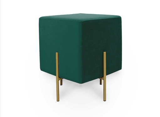 Pouf carré en velours vert et métal doré KENZO
