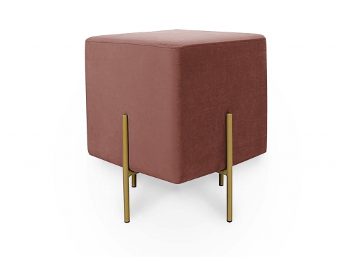Pouf carré en velours rose et métal doré KENZO