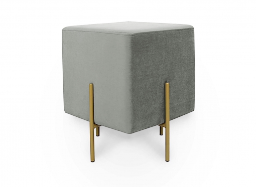 Pouf carré en velours gris et métal doré KENZO