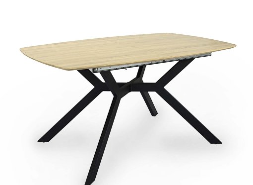 Table à manger extensible couleur chêne pieds métal 4-6 personnes ARAXIE