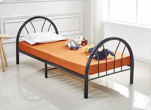 Lit rétro 1 personne en métal noir 90 x 190 cm KINY