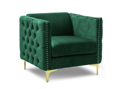 Fauteuil en velours vert CYNTHIA