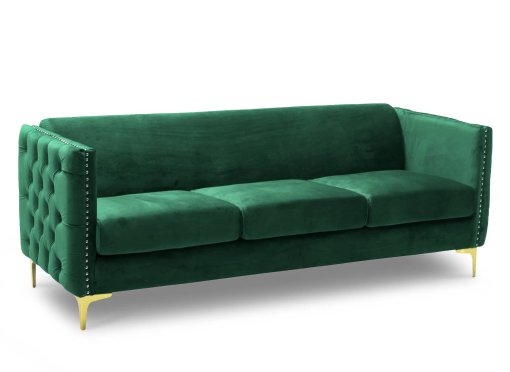 Canapé 3 places en velours vert CYNTHIA