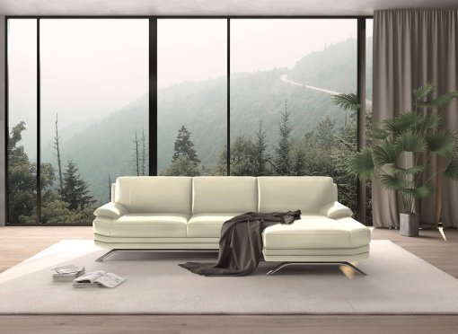 Canapé d'angle en cuir beige ROMEO - Angle Droit
